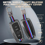 x xotic tech Key Fob Cover Case Compatible with BMW 1 3 4 5 6 7 Series X3 X5 X6 X7 M5 M6 GT3 GT5 Zinc Alloy Heavy Duty Shell Protector Holder Keychain with Carbon Fiber Pattern