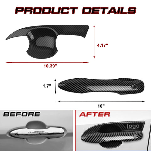 Glossy Black W/Smart Key Hole Door Handle + Bowl Trim For Toyota Corolla 2020-24