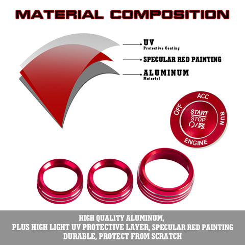 Engine Push Button Air Conditioner Switch Cover CD Knob Ring For Dodge Charger