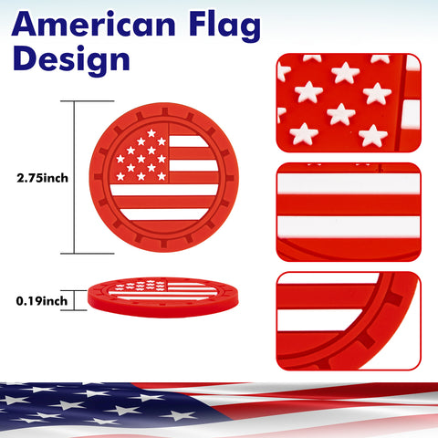 2.75 Inches USA Flag Style Anti Slip Drink Cup Holder Insert Mat Universal Fit