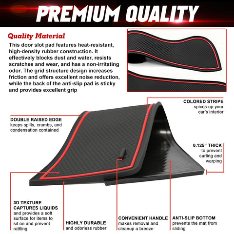 x xotic tech Door Slot Mat Compatible with Ford Mustang 2015-2023, Center Console Liner Organizer Non-Slip Cup Holder Insert Groove Door Pocket Pad Car Accessories