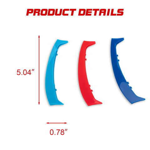 Tri-Colored Front Kidney Grille Strips Clip Cover For BMW 3 Series E46 1999-2001