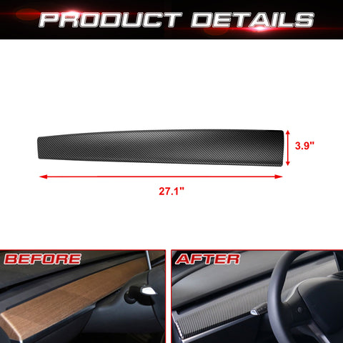 Matte Carbon Fiber Pattern Console Dashboard Panel Trim For Tesla Model 3 2017-2023 & Model Y 2020-up