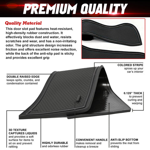 x xotic tech Door Slot Mat Compatible with Ford Mustang 2015-2023, Center Console Liner Organizer Non-Slip Cup Holder Insert Groove Door Pocket Pad Car Accessories