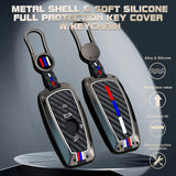 x xotic tech Key Fob Cover Case Compatible with BMW 1 3 4 5 6 7 Series X3 X5 X6 X7 M5 M6 GT3 GT5 Zinc Alloy Heavy Duty Shell Protector Holder Keychain with Carbon Fiber Pattern