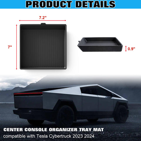 x xotic tech Center Console Organizer Tray Mat Compatible with Tesla Cybertruck 2024 2025, Silicone Armrest Lower Storage Pad Interior Accessories, Console Organizer Storage Tray
