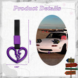 Xotic Tech 2 Pieces JDM Broken Heart Shaped Tsurikawa Car Handle Straps Rear Bumper Warning Ring Subway Train Bus Handle Drift Charm for Cars, SUV Interior Exterior Decoration