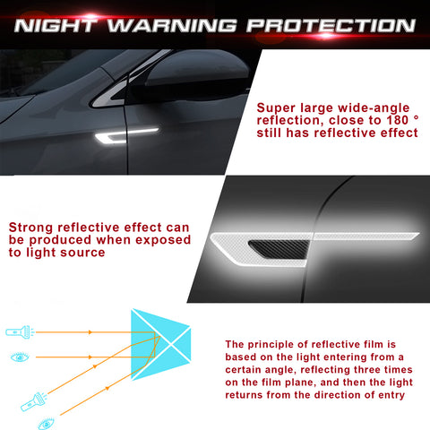 Blue Reflective Carbon Fiber Car Side Door Warning Protector Guard Decals 11.6"