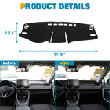 Center Console Dashboard Mat Pre-Cut Non-Slip Sunshield Sun Glare Protector Dash Carpet Pad Black Cover Compatible with Toyota RAV4 2019-2024