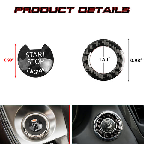 For Infiniti Q50 Q60 Black Carbon Fiber Engine Start Stop Button Sticker Cover