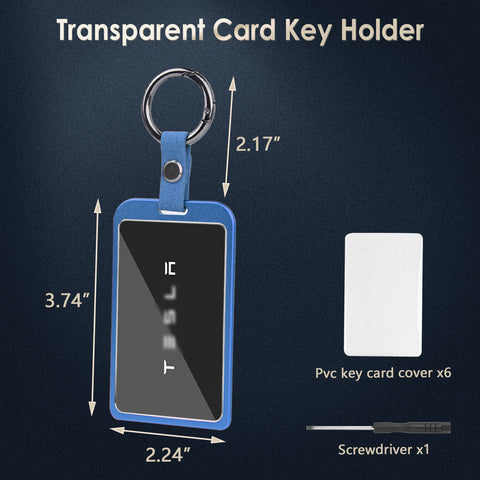 x xotic tech Transparent Card Key Holder, Card Protective Case Cover Comapatible with Tesla Model Y/3/S/X Cybertruck Accessories, Full Protection Key Fob Shell Key Chain(Aluminum Alloy)