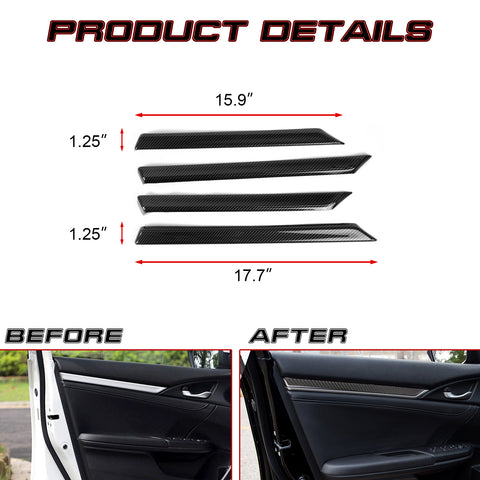 Carbon Fiber Style Door Armrest Window Switch Panel Cover For Honda Civic 16-21
