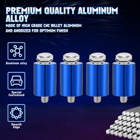 4Sets Steel Bulkhead Riser Kit, Engine Motor Hood Vent Spacer Riser, 1 inch 8mm Aluminum Alloy Engine Hood Ventilation Spacer for Auto Engine Turbo Swap