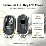 x xotic tech Key Fob Cover Compatible with Honda Accord Civic CR-V HR-V Pilot 2022-2027, Soft TPU Full Protective Smart Remote Keyless Case Accessories 5-Button (Silver Trim)