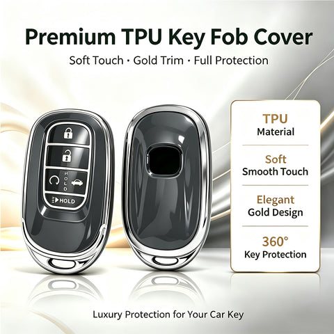 x xotic tech Key Fob Cover Compatible with Honda Accord Civic CR-V HR-V Pilot 2022-2027, Soft TPU Full Protective Smart Remote Keyless Case Accessories 5-Button (Silver Trim)