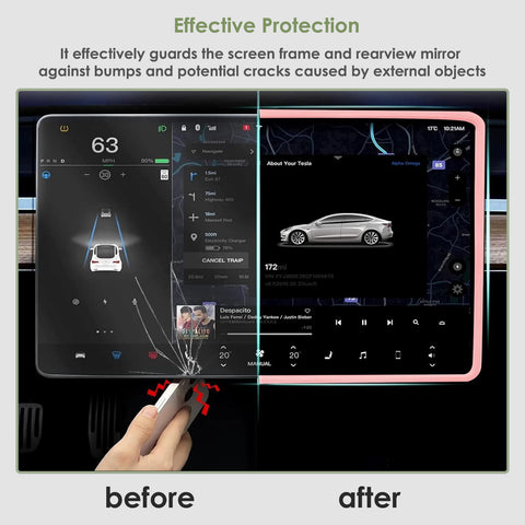 2pcs/Set Screen Edge Rearview Mirror Protector Trim Frame For Tesla Model 3 Y