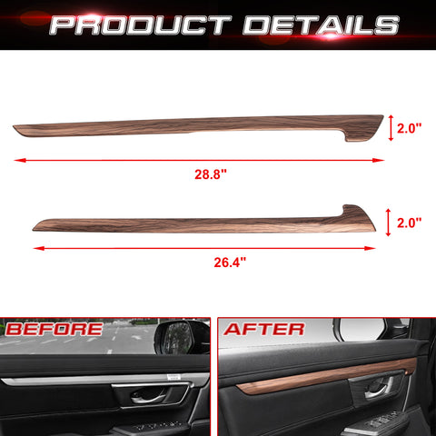 Set Peach Wood Style Side Door Panel Stripe Cover Trim For Honda CR-V 2017-2022