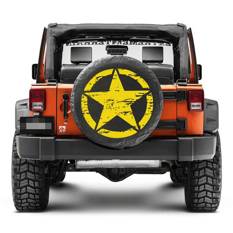 For Jeep Front Hood Sticker - Black/ White/ Yellow Army Military Star Vinyl Graphic Decal for Car Body Trunk Side Fender Door Bumper
