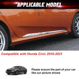 Chrome Side Door Skirt Stripe Panel Cover Trim Kit For Honda Civic 2016-2021