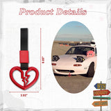 Xotic Tech 2 Pieces JDM Broken Heart Shaped Tsurikawa Car Handle Straps Rear Bumper Warning Ring Subway Train Bus Handle Drift Charm for Cars, SUV Interior Exterior Decoration