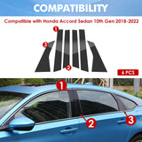 Carbon Fiber Style Window Pillar Post Trim Stickers For Honda Accord Sedan 18-22