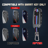x xotic tech Heavy Zinc Alloy Key Fob Cover Compatible with BMW IX I5 X5 X6 X7 IX I7 5 7 Series 740i 760i 2023-2026, Full Protect Remote Metal Keys Holder Keychain with Carbon Fiber Pattern