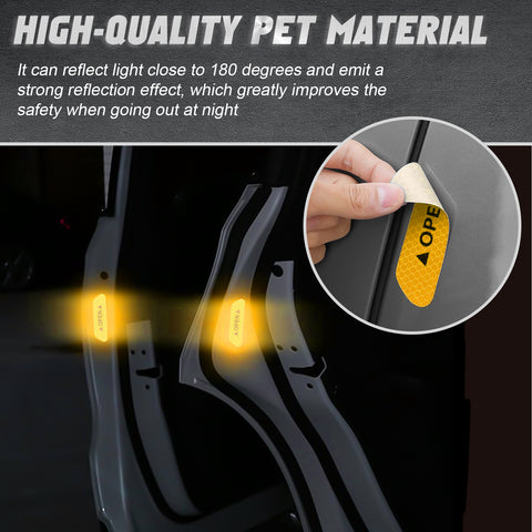 Door Open Warning Reflective Stickers Night Safety Decals Automotive Accessories