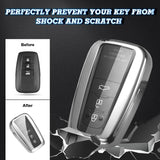 Chrome Silver TPU Full Sealed Key Fob Case For Toyota 17+ Smart Keyless Remote