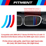 3pcs M-Colored Grille Insert Decor Trim For BMW 7 Series 2009-2012 w/13 Beams