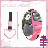 Xotic Tech 2 Pieces JDM Heart Shaped Car Handle Straps, Rear Bumper Warning Loops Heart-Shaped Ring for Cars, SUV, Subway, Bus Interior Exterior Decoration