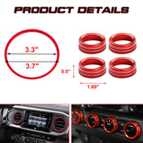 Red Alloy AC Air Vent + AC Climate Control Knob Combo Trim For Tacoma 2016-2023