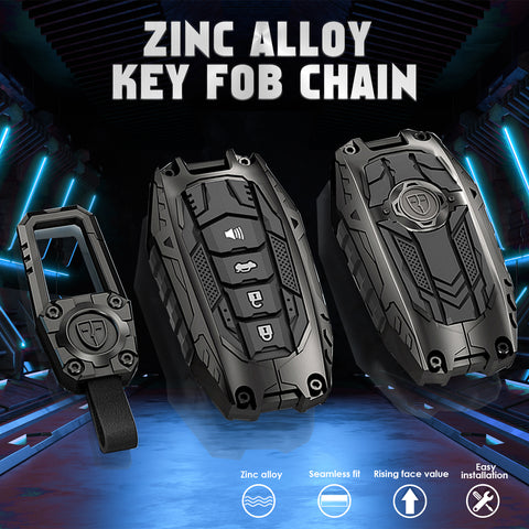 x xotic tech Mech Style Heavy Metal Key Fob Cover Compatible with Toyota Venza Sienna Tundra RAV4 Land Cruiser Corolla Highlander Camry, Zinc Alloy Key Case Protector Shell Keychain(E-Style)