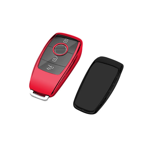 Red Exact Fit Full Protect Smart Soft Key Fob Cover w/Button For Mercedes C E S