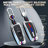 x xotic tech Key Fob Cover Case Compatible with BMW 1 3 4 5 6 7 Series X3 X5 X6 X7 M5 M6 GT3 GT5 Zinc Alloy Heavy Duty Shell Protector Holder Keychain with Carbon Fiber Pattern