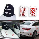 Xotic Tech Car Funny Decoration Spoof Balaclava Face Headrest Cover, Scary Bank Robber Costume Front Seat Head Rest Protector, Halloween Bandit Mask Auto Accessories Universal for Most Car-White