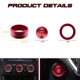 Red Aluminum Alloy Engine Start Button + AC Climate Control Knob Ring Combo Cover Trim, Compatible with Subaru Forester 2014-2018, Impreza 2014-2016