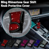 Bling Rhinestone Leather Auto Gear Shift Knob Protective Cover Universal Fit