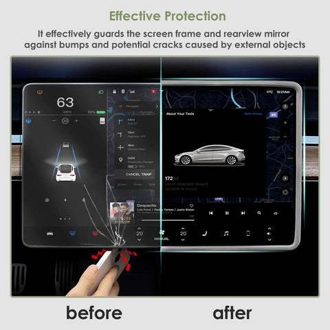 2pcs/Set Screen Edge Rearview Mirror Protector Trim Frame For Tesla Model 3 Y