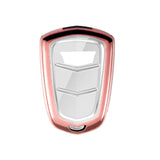 Pink Soft TPU Remote Control Smart Key Fob Cover Compatible with Cadillac ATS 2013-2019, CT6 2016-2020, XT5 2017-2021, XT4 2018-2021, Escalade 2019-2021,CTS 2014-2021, SRX XTS 2015-2021