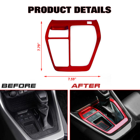 Inner Center Console Gear Shift Transmission Box Frame Cover Trim, ABS Glossy Red, Compatible with Toyota RAV4 2019-2024