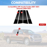 For Toyota Tundra 2007-2021 4PCS Black Pillar Posts Door Trim Piano Cover Kit