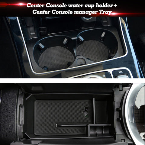 Set Console Armrest Storage Box Water Cup Holder For Mercedes Benz C GLC Class