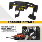 x xotic tech Multi-Function Drink Cup Phone Holder, 2 in 1 Bolt-on Cellphone Mount Stand Support Bracket Compatible with Jeep Wrangler JL JLU 4XE & Gladiator JT 2018-2023