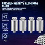 4Sets Steel Bulkhead Riser Kit, Engine Motor Hood Vent Spacer Riser, 1 inch 8mm Aluminum Alloy Engine Hood Ventilation Spacer for Auto Engine Turbo Swap