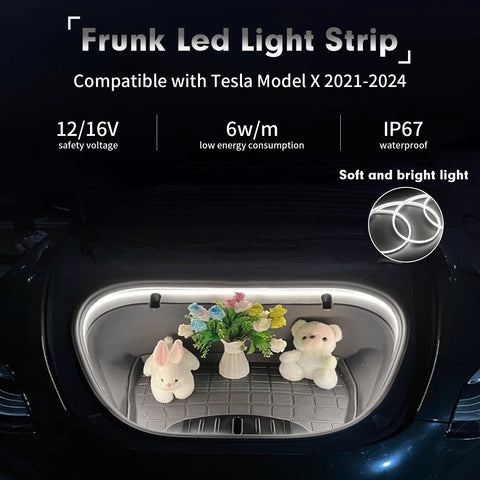 For Tesla Model S X 2021-2024 Front Trunk Led Flexible Ambient Lights Decoration