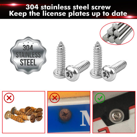 x xotic tech Anti Theft License Plate Screws Kit, Stainless Steel Bolt Fasteners Nut Kits for Car Tag Frame Holder, Tamper Proof Screws Mounting Hardware, 1/4"(M6) Security Screw Set, Rust Proof Screw Caps