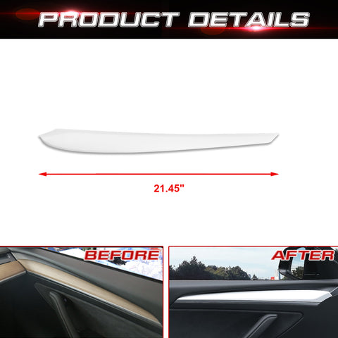 Matte White Door Panel Stripe Overlay Cover For Tesla Model 3 2021-2023 & Model Y 2020-up