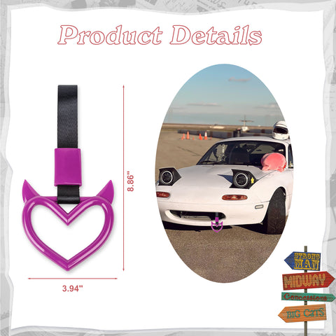 x xotic tech JDM Devil Shaped Tsurikawa Subway Train Bus Handle Straps Drift Charm Rear Bumper Warning Loops Ring for Cars, SUV Interior Exterior Decoration