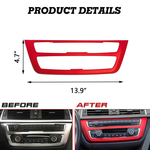 Red Center Console Stripe Multimedia Control Panel Cover For BMW 3 Series 12-18