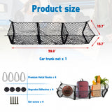 Heavy Duty Black Mesh 3 Pocket Trunk Cargo Organizer Bin Storage Net Holder